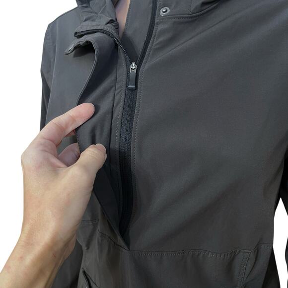 REI Womens Hooded Pullover Jacket Windbreaker Medium Gray Lightweight Half Zip - Picture 3 of 11